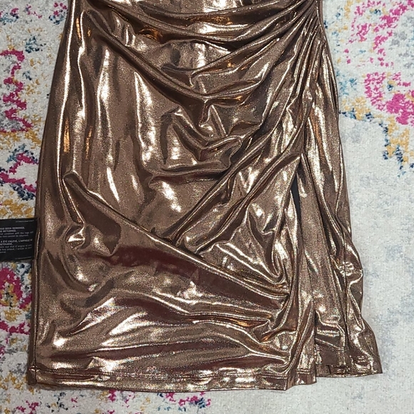 BCBG MAXAZRIA METALLIC COPPER DRESS - Picture 4 of 8